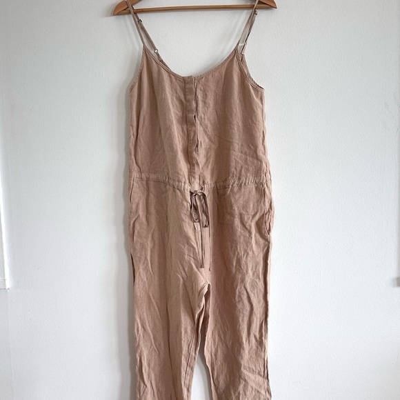 Enza Costa French linen strappy khaki jumpsuit size 1 Small - Picture 4 of 6